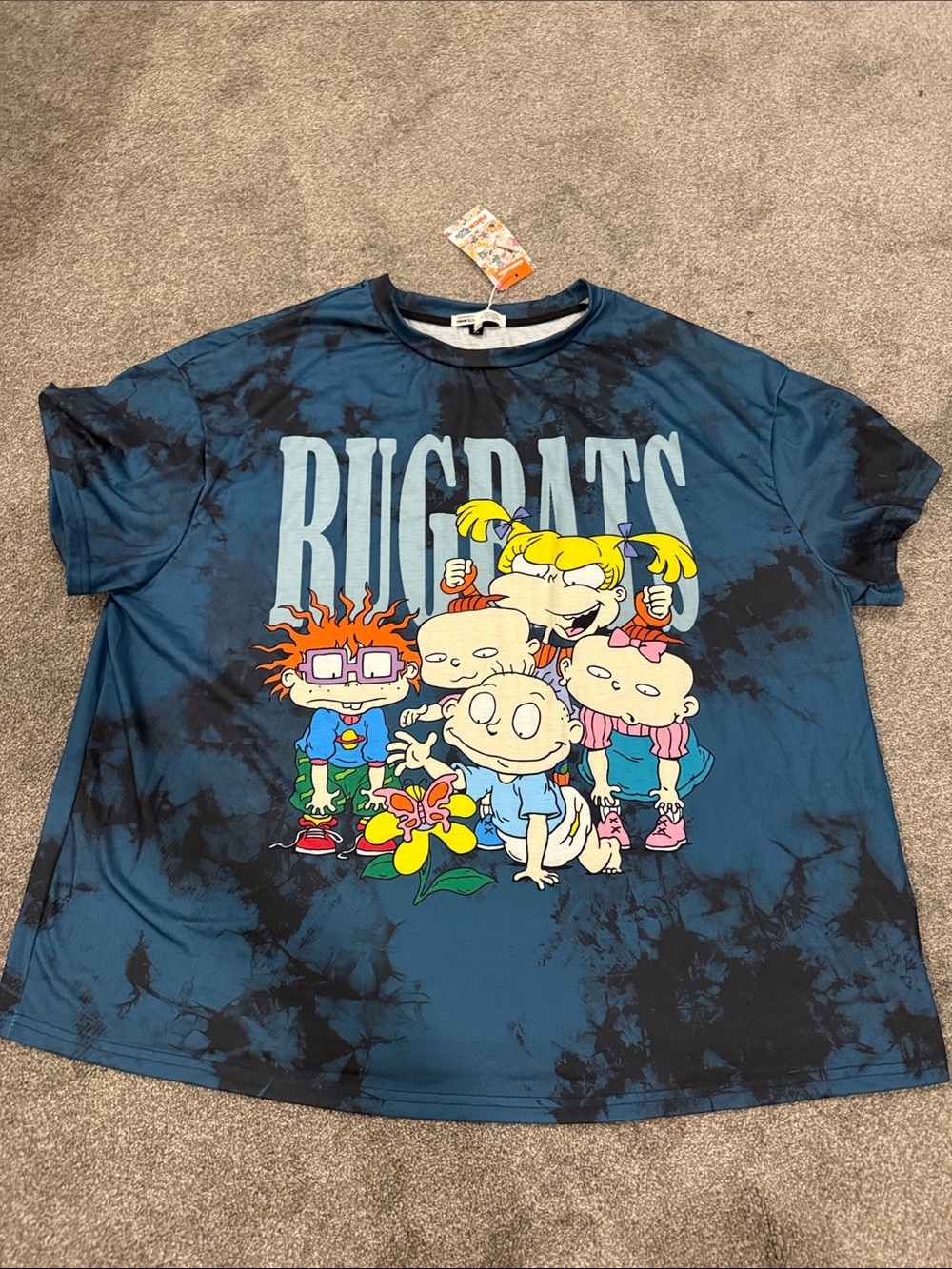 Shein Nickelodeon Blue & Black Rugrats Tie-Dye Graphic Tee